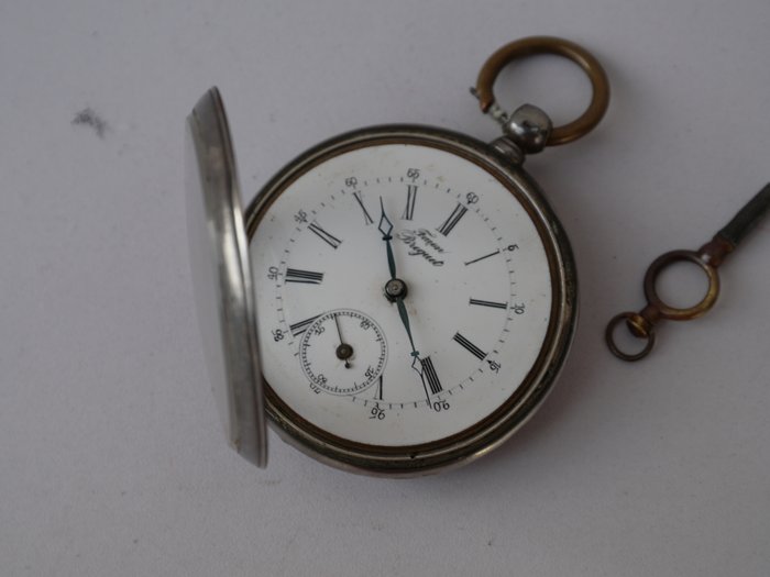 Facon Breguet - Taschenuhr Schlüsselaufzug Ankergang 15 Stenar 0.800 Silber - 1850-1900