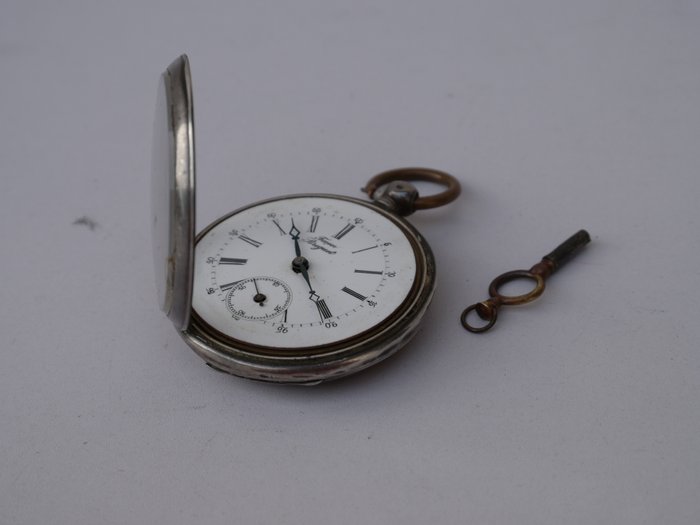 Facon Breguet - Taschenuhr Schlüsselaufzug Ankergang 15 Stenar 0.800 Silber - 1850-1900