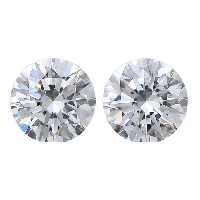 2 pcs Diamant  (Natur)  - 205 ct - Rund - F - VVS1 VVS2 - Gemological Institute of America (GIA)