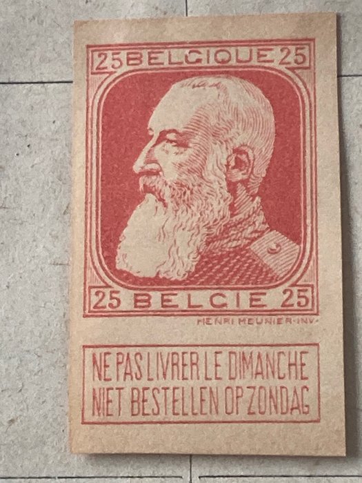 Belgien 1905 - 'Carse Beard' FARVEBEVIS af de endelige graveringer - KOMPLET SERIE - STES 2411/2417