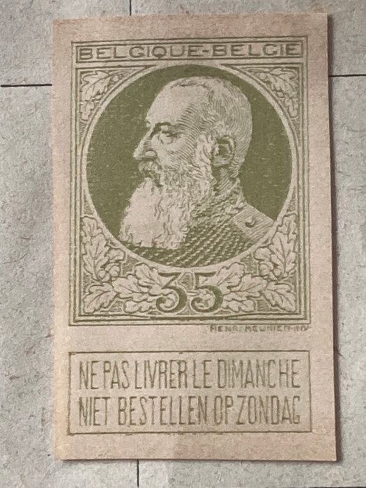 Belgien 1905 - 'Carse Beard' FARVEBEVIS af de endelige graveringer - KOMPLET SERIE - STES 2411/2417