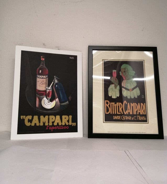 Achille Luciano Mauzan/Marcello Nizzoli - "Gentiluomo settecentesco che degusta un Bitter Campari"  / "Campari l'Aperitivo" - Galleria Campari