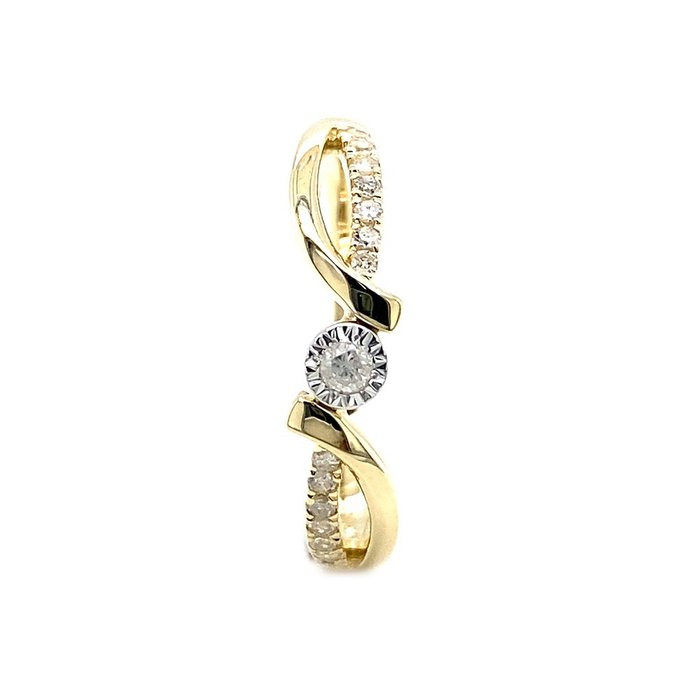 Ingen mindstepris - Ring - 14 karat Gulguld -  0.13ct. tw. Diamant (Natur)