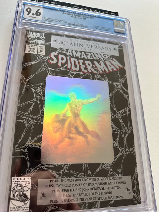 The Amazing Spider-Man #365 - 1st Appearance Of Spider-Man 2099 - Gatefold Venom/Carnage Poster - Hologram Cover - CGC Graded 9.6! - Extremely High Grade - White Pages!! - Key Book!! - 1 Graded comic - Første udgave - 1992