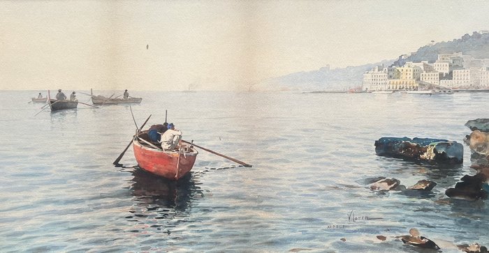 Vincenzo Loria (1849-1939) - Pescatori a Posillipo, Napoli