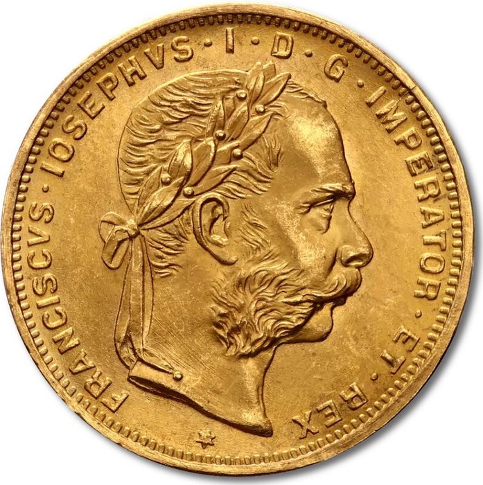 645 grams - Guld 900 - 8 Florins/20 Francs 1892 - Præget bar