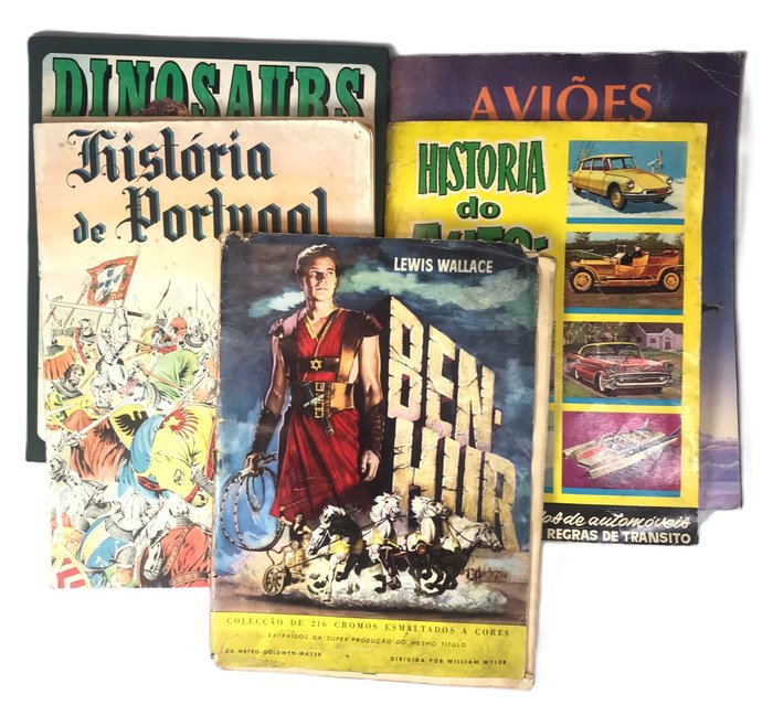 A. P. Revistas/ Panini / Editorial Ibis - History of Portugal + Dinosaurs + Ben-Hur +Planes + Automobile's History - 5 Complete Album