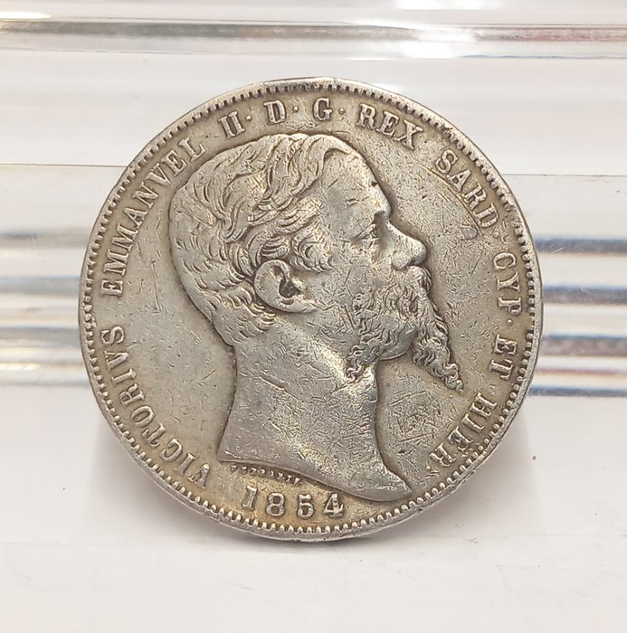 Italien Kongeriget af Sardinien Victor-Emanuelle II 5 Lire 1854