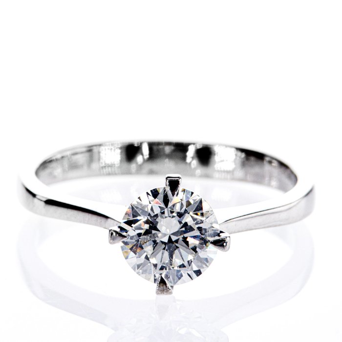 Ingen mindstepris - Forlovelsesring - 14 karat Hvidguld -  1.01ct. tw. Diamant (Natur)