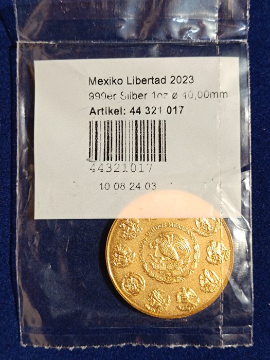 Mexico. 1 Onza 2023 Libertad - 24 kt Gold Plated, 1 Oz (.999)  (Ingen mindstepris)