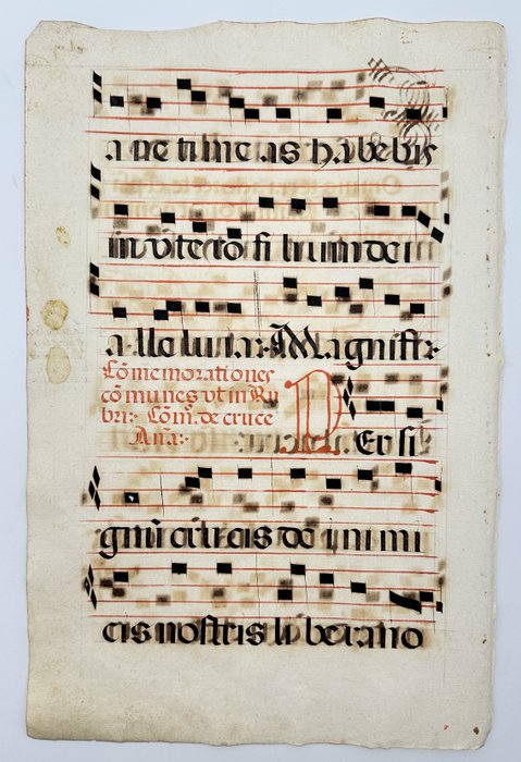 Manuskript - Unknown - Set of 2 Sheets - Script 17th Century - Latin antiphonary on paper with initials in red and black - 1600