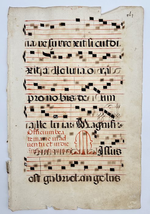 Manuskript - Unknown - Set of 2 Sheets - Script 17th Century - Latin antiphonary on paper with initials in red and black - 1600