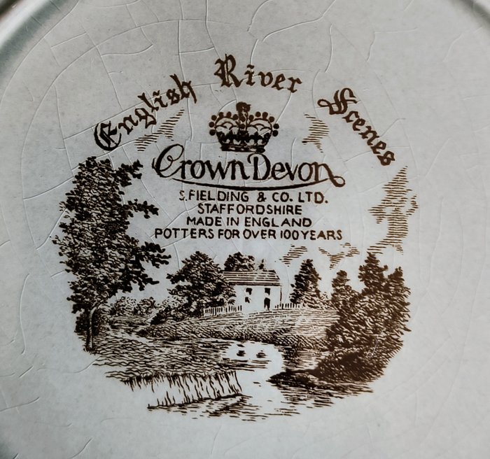 Crown Devon - S.Fielding Co - Bordservice til 6 (18) - Engelske flodscener - Emalje, Keramik