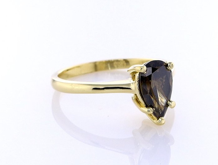 Ring - 14 karat Gulguld -  0.93ct. tw. Diamant (Naturfarvet)