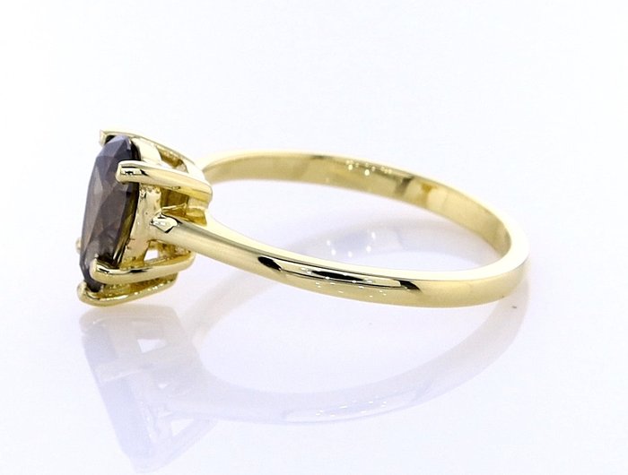 Ring - 14 karat Gulguld -  0.93ct. tw. Diamant (Naturfarvet)