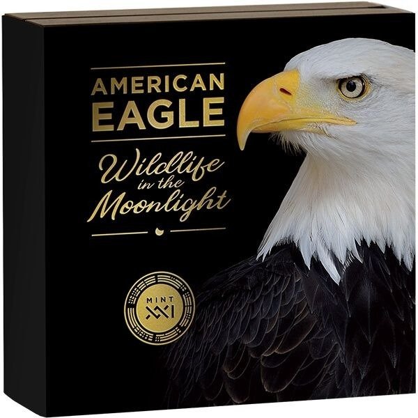 Ghana. 10 Cedis 2022 American Eagle Wildlife in the Moonlight Antique finish Silver Coin 2 oz (.999)