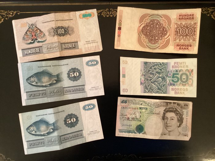 Verden. - 6 banknotes - various dates  (Ingen mindstepris)