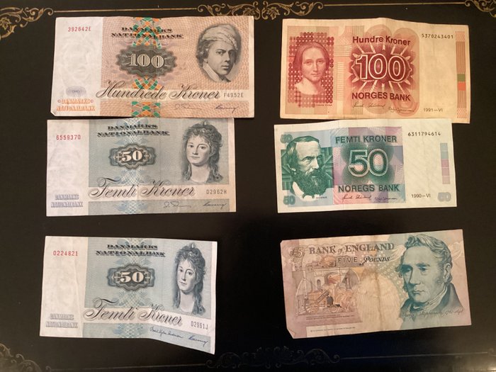 Verden. - 6 banknotes - various dates  (Ingen mindstepris)