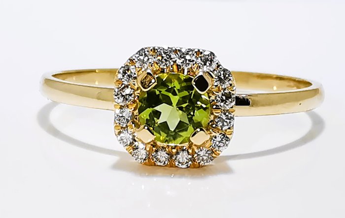 Ingen mindstepris - Ring - 14 karat Gulguld Peridot