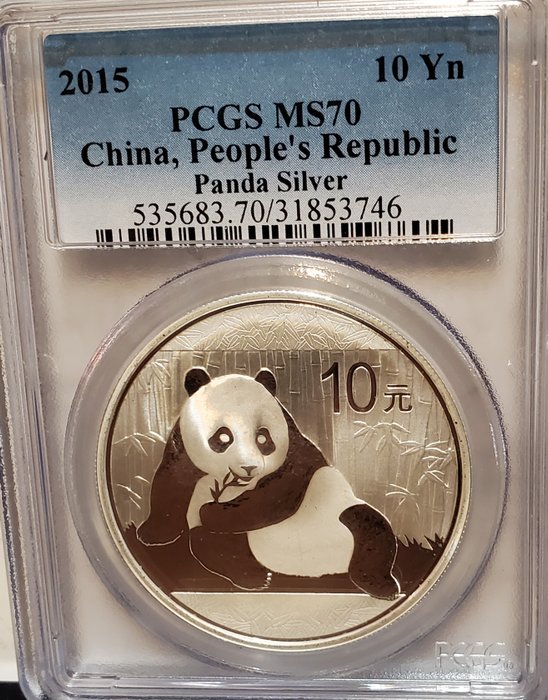 Kina. 10 Yuan 20015 Panda, 1 Oz (.999) - MS70  (Ingen mindstepris)