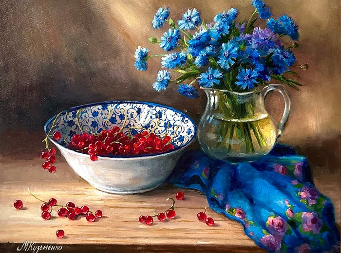 Merie Khys (XX-XXI) - Still life with cornflowers