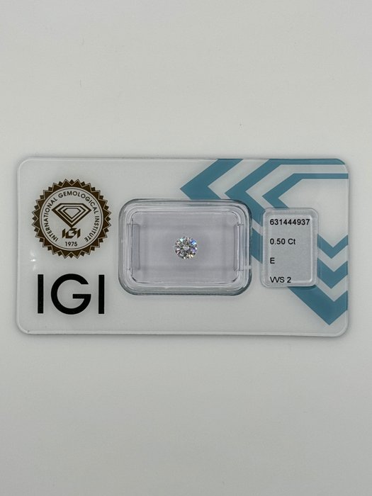 1 pcs Diamant  (Natur)  - 0.50 ct - Rund - E - VVS2 - International Gemological Institute (IGI) - *3EX*