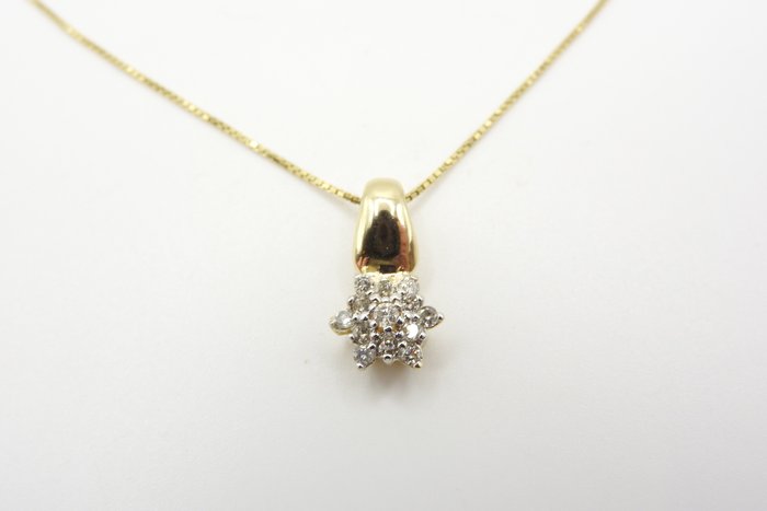 Halskæde med vedhæng - 14 karat Gulguld, Hvidguld -  0.26ct. tw. Diamant (Natur)