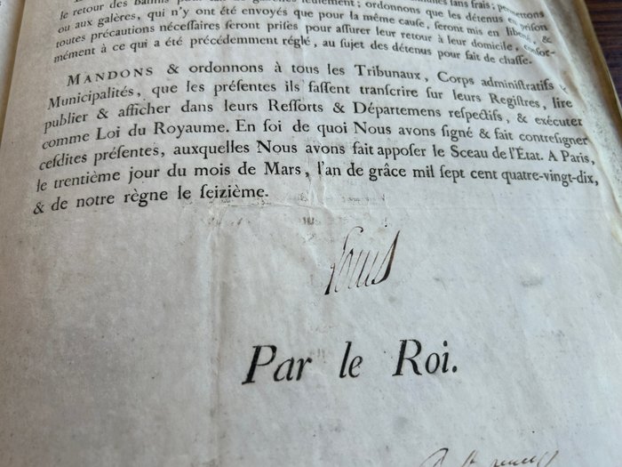 Louis XVI [secrétaire] - Lettres patentes signées relatives à la suppression  de la gabelle - 1790