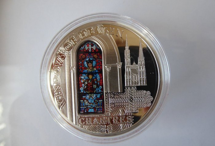 Cook-øerne 10 Dollars 2013 Windows of History - Cathedrale of Chartres 50g Proof