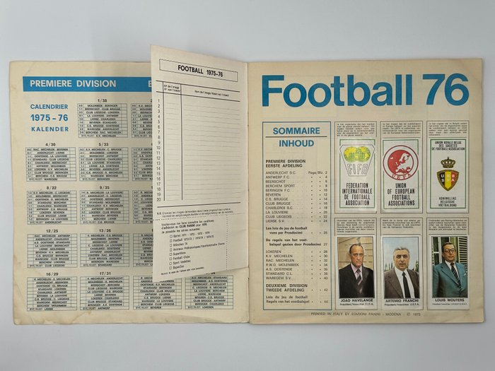 Panini - Football 76 Belgium - 1 Complete Album