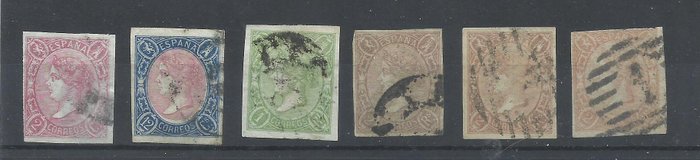 Spanien 1865 - Isabel II - Edifil 2023 69b 70 72 73a 73A 73Ab