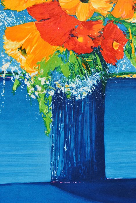 Serge Fenech (1951) - Bouquet fleuri face à la mer