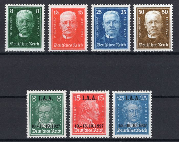 Tyske Kejserrige 1927 - Komplet år med nødhjælp  IAA - Michel 403/406 407/409