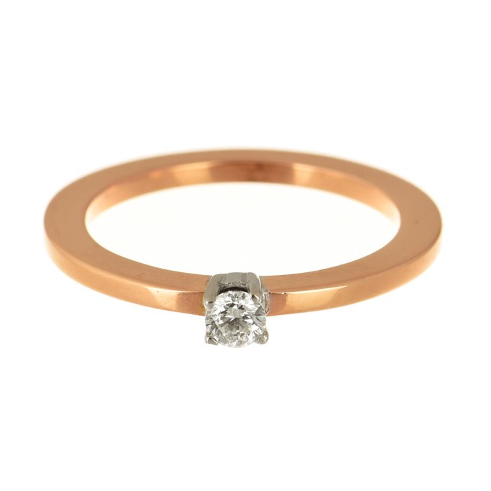 Ring - 18 kraat Hvidguld, Rosaguld Diamant (Natur)