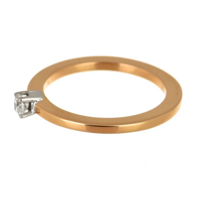 Ring - 18 kraat Hvidguld, Rosaguld Diamant (Natur)