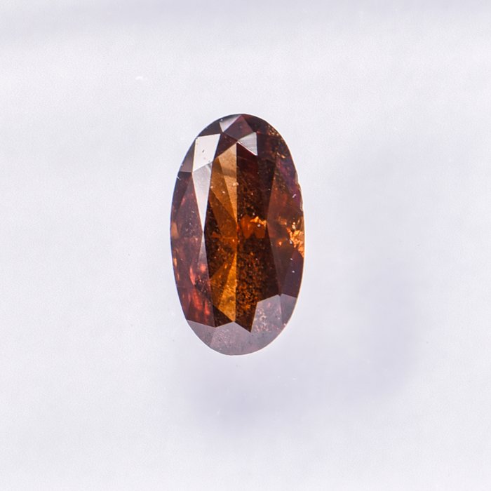 Ingen mindstepris - 1 pcs Diamant  (Naturfarvet)  - 0.36 ct - Oval - Fancy deep Orange nuance Brun - I1 - International Gemological Institute (IGI)