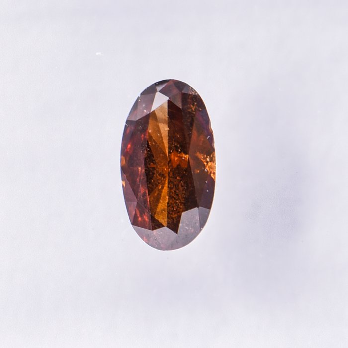 Ingen mindstepris - 1 pcs Diamant  (Naturfarvet)  - 0.36 ct - Oval - Fancy deep Orange nuance Brun - I1 - International Gemological Institute (IGI)