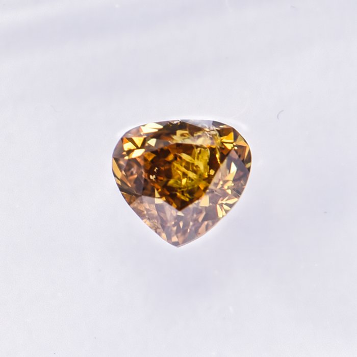 Ingen mindstepris - 1 pcs Diamant  (Naturfarvet)  - 0.44 ct - Pære - Fancy deep Gul Brun - I1 - International Gemological Institute (IGI)