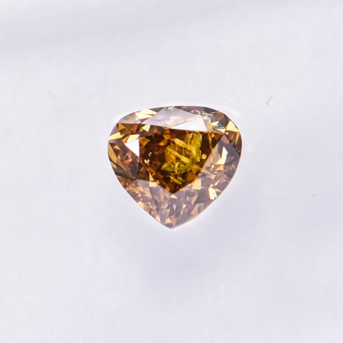 Ingen mindstepris - 1 pcs Diamant  (Naturfarvet)  - 0.44 ct - Pære - Fancy deep Gul Brun - I1 - International Gemological Institute (IGI)