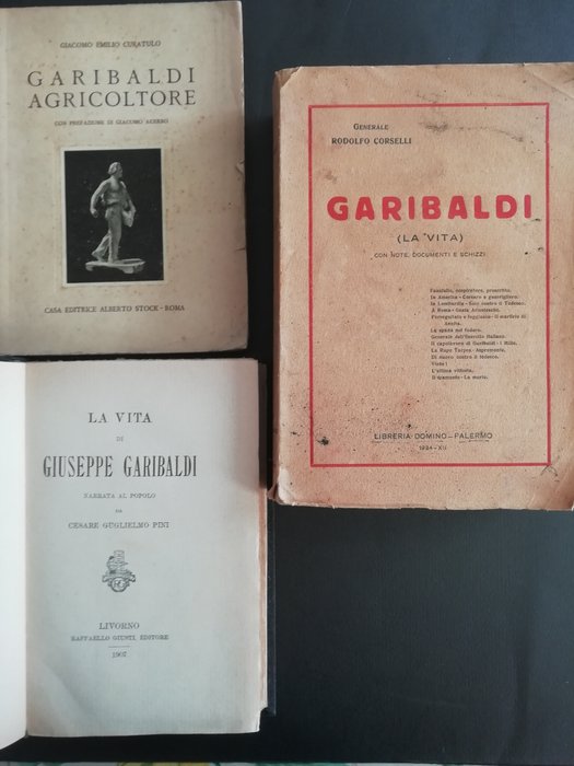 Corselli, Curatulo, Pini - Lot with 3 books on Garibaldi - 1907-1934