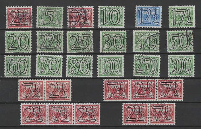 Holland 1940/1947 - Guilloche-serien inklusive kombinationer - NVPH 356/373, 356a/d