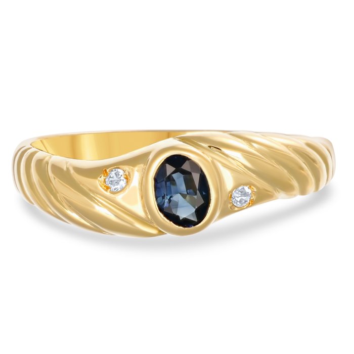 Ring - 18 kraat Gulguld -  026ct tw Safir - Diamant