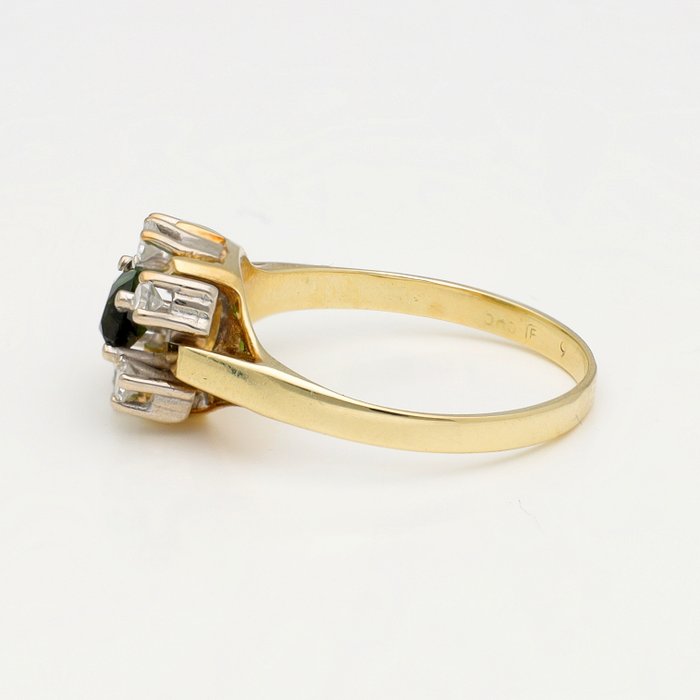 Ingen mindstepris - Ring - 18 kraat Gulguld, Hvidguld -  0.12ct. tw. Diamant (Natur)  - Turmalin