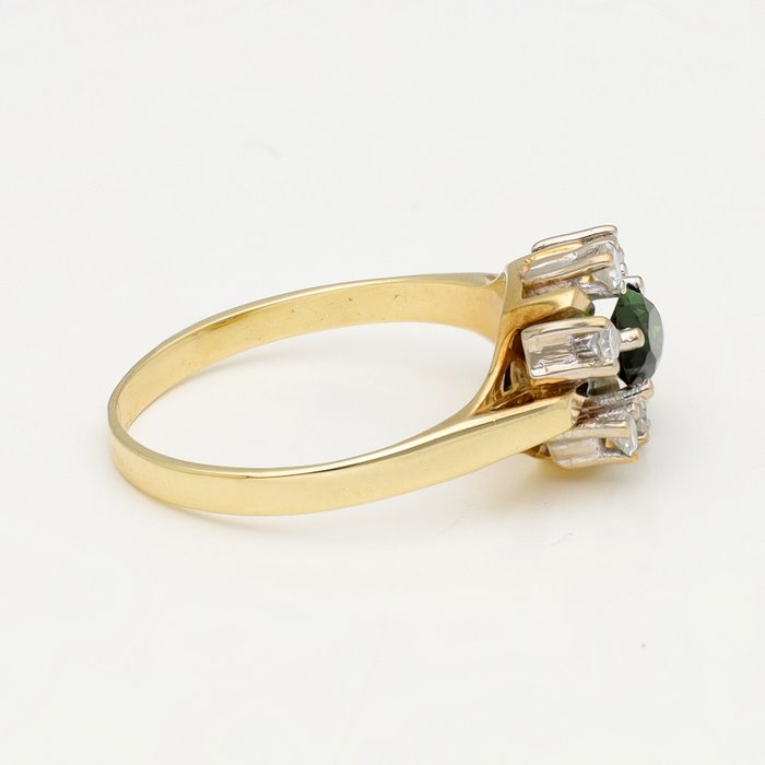 Ingen mindstepris - Ring - 18 kraat Gulguld, Hvidguld -  0.12ct. tw. Diamant (Natur)  - Turmalin