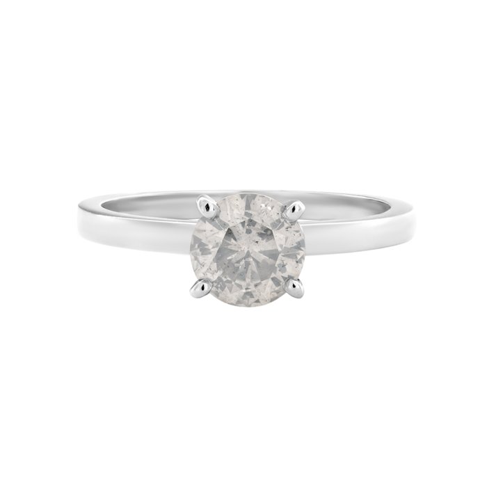 Ingen mindstepris - Ring - 14 karat Hvidguld -  0.89ct. tw. Grå Diamant (Naturfarvet)