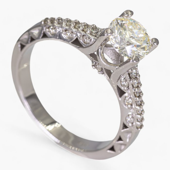 Ingen mindstepris - Ring - 14 karat Hvidguld, IGI Antwerpen - 1,10 ct diamanter - 0,90 ct center -  1.10ct. tw. Diamant (Natur) - Diamant