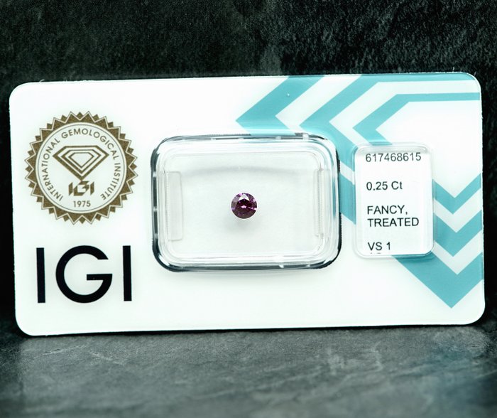 1 pcs Diamant  (Farvebehandlet)  - 025 ct - VS1 - International Gemological Institute (IGI)