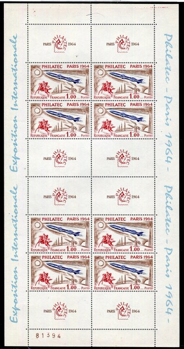 Frankrig 1964 - Superb PHILATEC 1964 nummereret blok - Yvert n° 6b Ny **