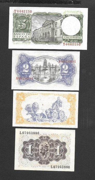 Spanien. - 9 Banknotes - Various Dates -  (Ingen mindstepris)