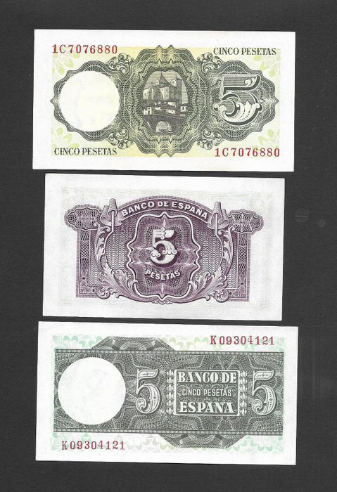 Spanien. - 9 Banknotes - Various Dates -  (Ingen mindstepris)